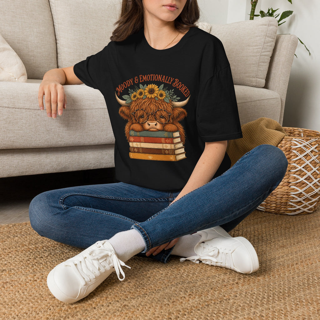 Emotionally Booked and Moody Highland Cow T-Shirt