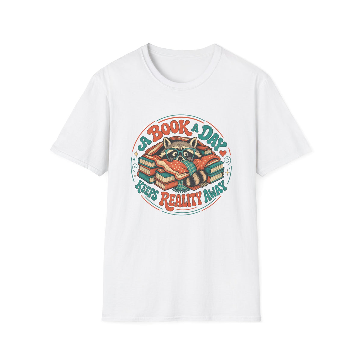 Book A Day Keeps Reality Away Raccoon T-Shirt