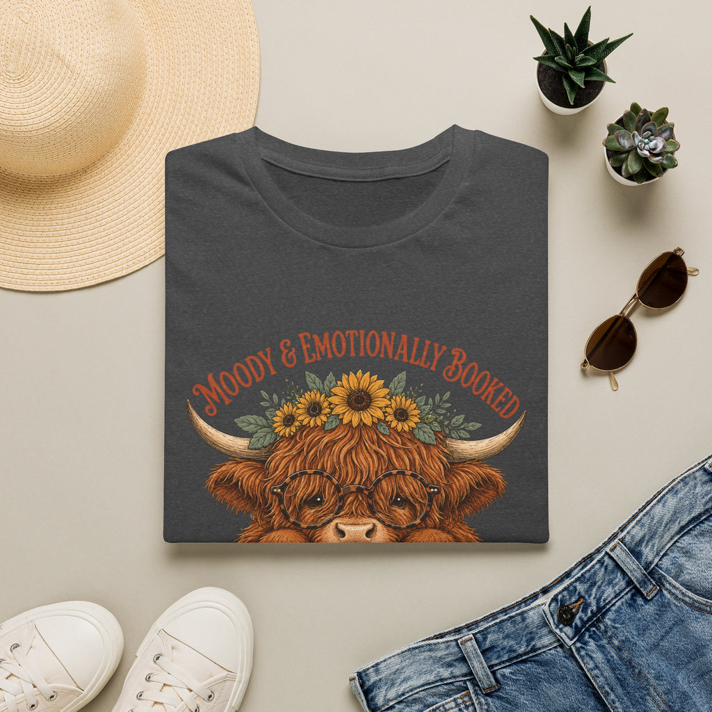 Emotionally Booked and Moody Highland Cow T-Shirt
