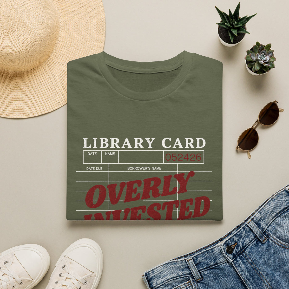 Overly Invested Reader Library Card T-Shirt