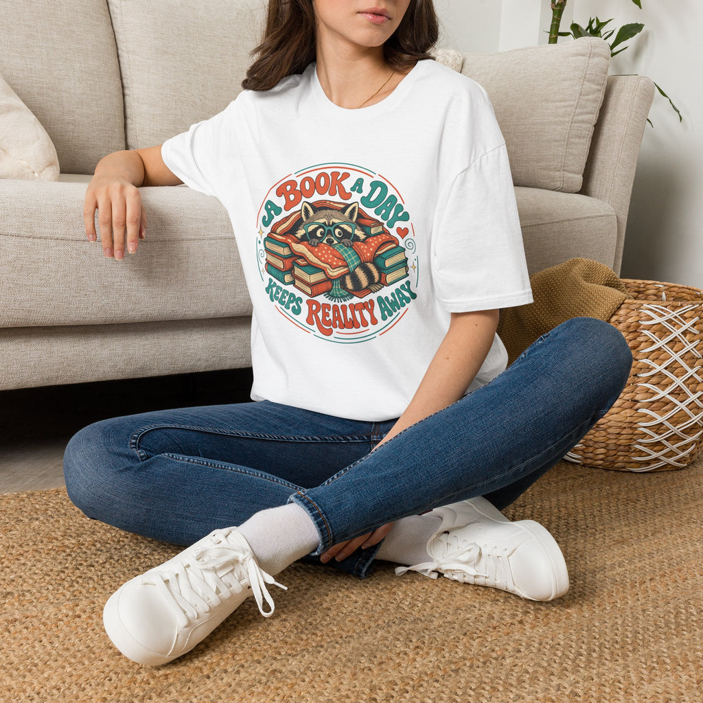 Book A Day Keeps Reality Away Raccoon T-Shirt
