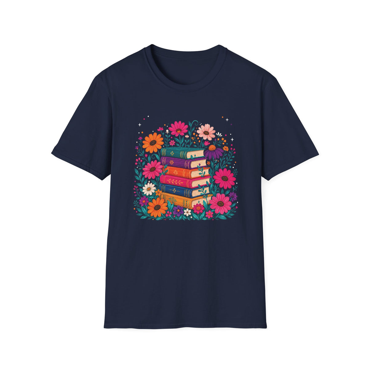 Boho Floral Book Stack T-Shirt