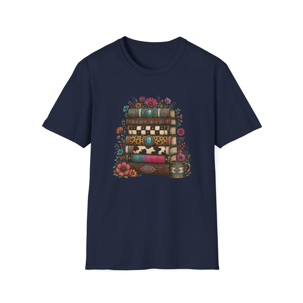 Book Stack Western Print T-Shirt