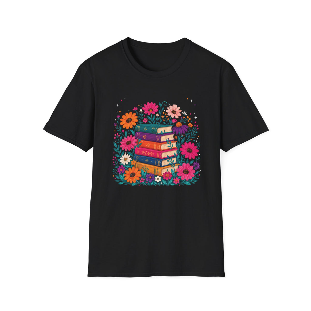 Boho Floral Book Stack T-Shirt