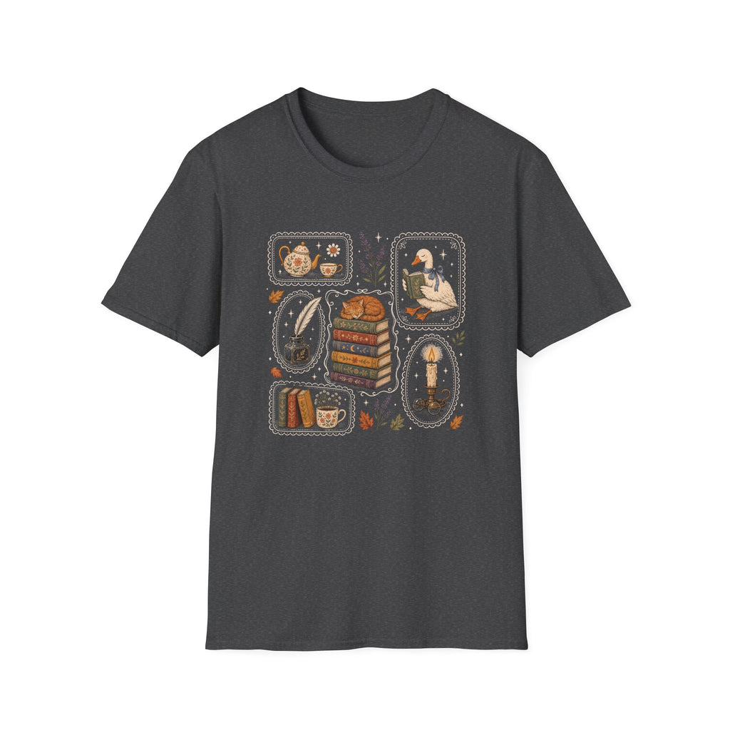 Book Stamp Goose Design T-Shirt