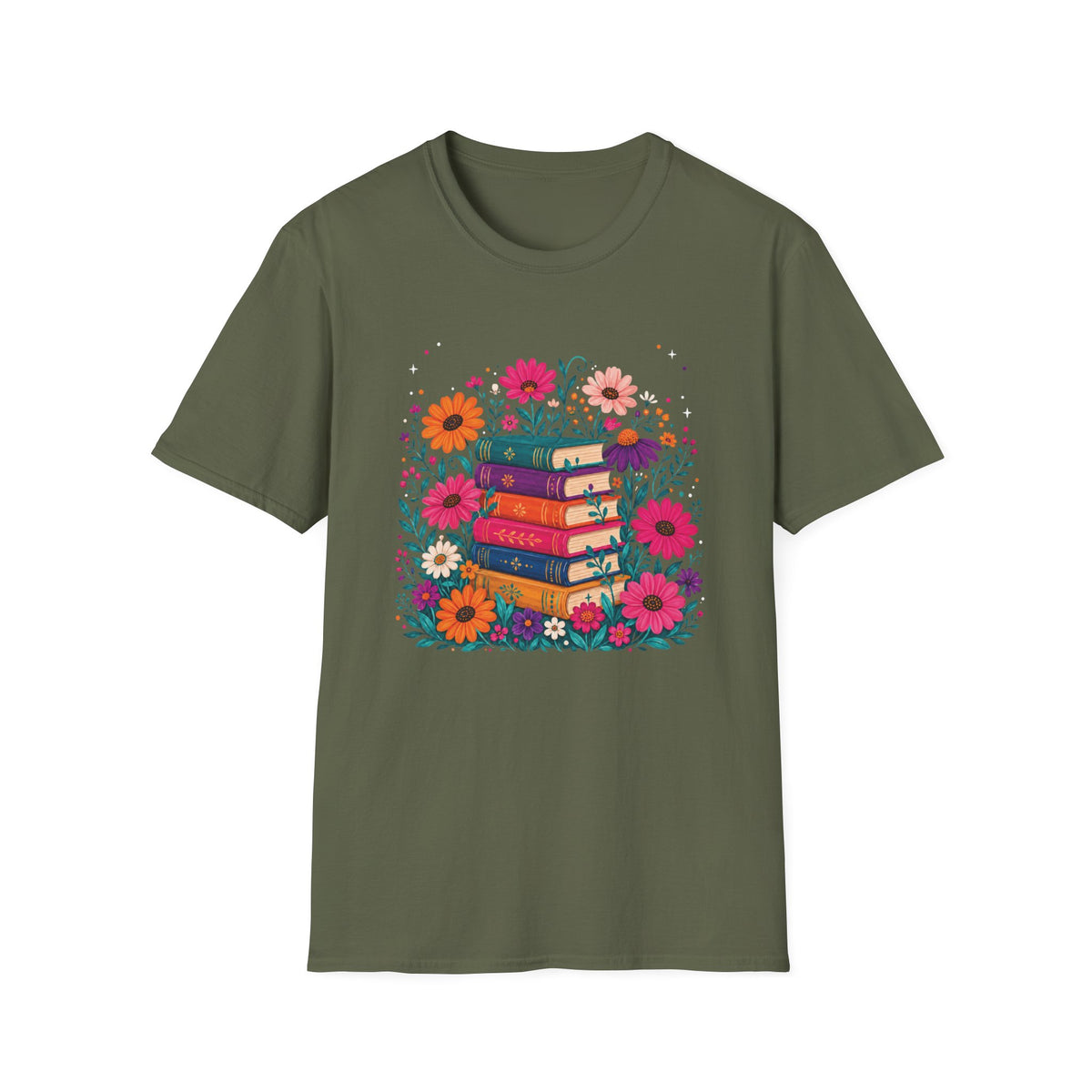 Boho Floral Book Stack T-Shirt