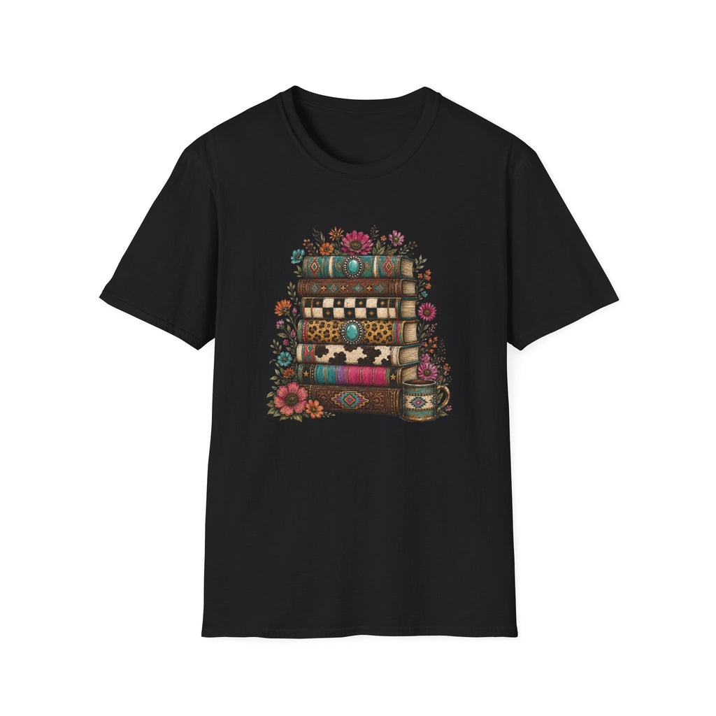 Book Stack Western Print T-Shirt