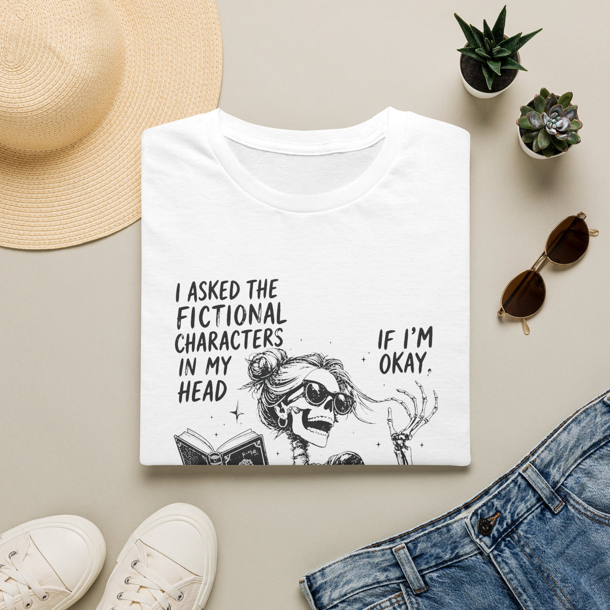 Asked Fictional Characters In My Head Skeleton T-Shirt