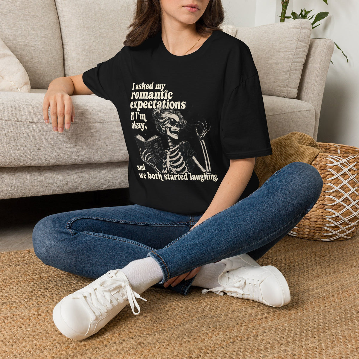 Asked My Romantic Expectations Skeleton T-Shirt