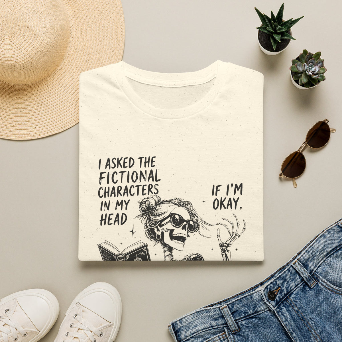 Asked Fictional Characters In My Head Skeleton T-Shirt