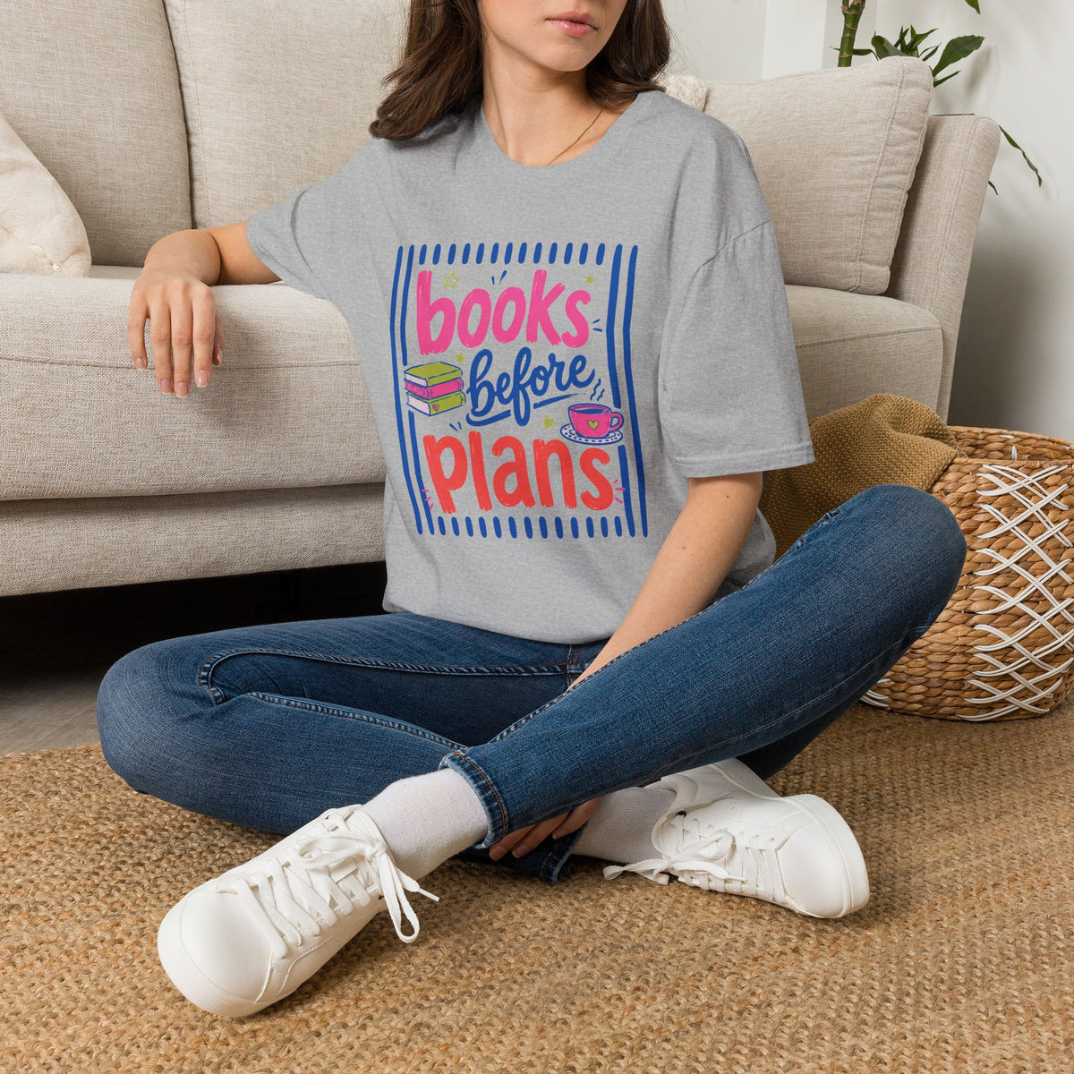 Books Before Plans Stripes T-Shirt