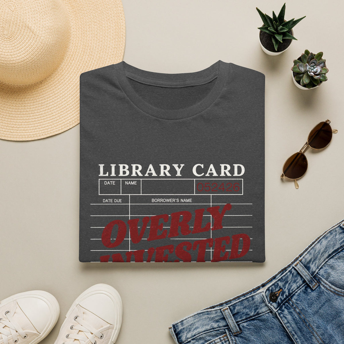 Overly Invested Reader Library Card T-Shirt
