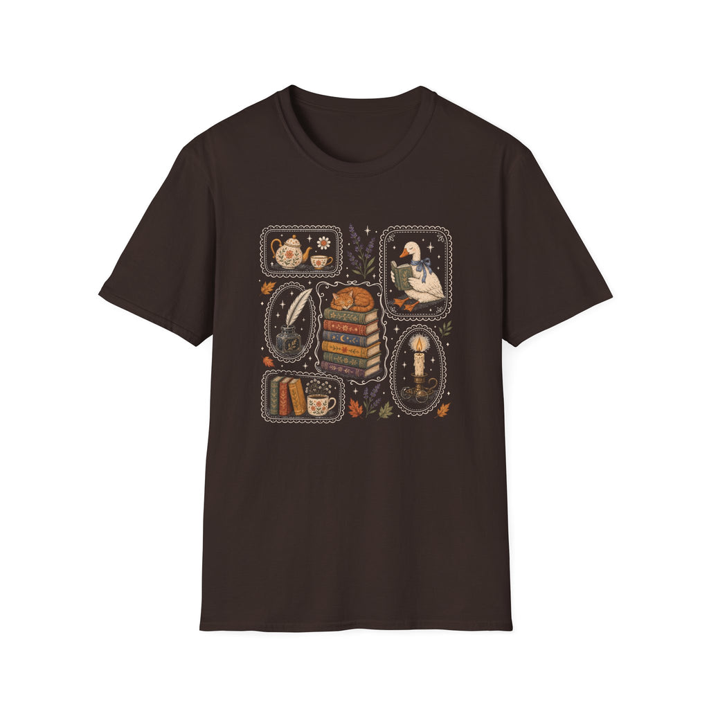 Book Stamp Goose Design T-Shirt