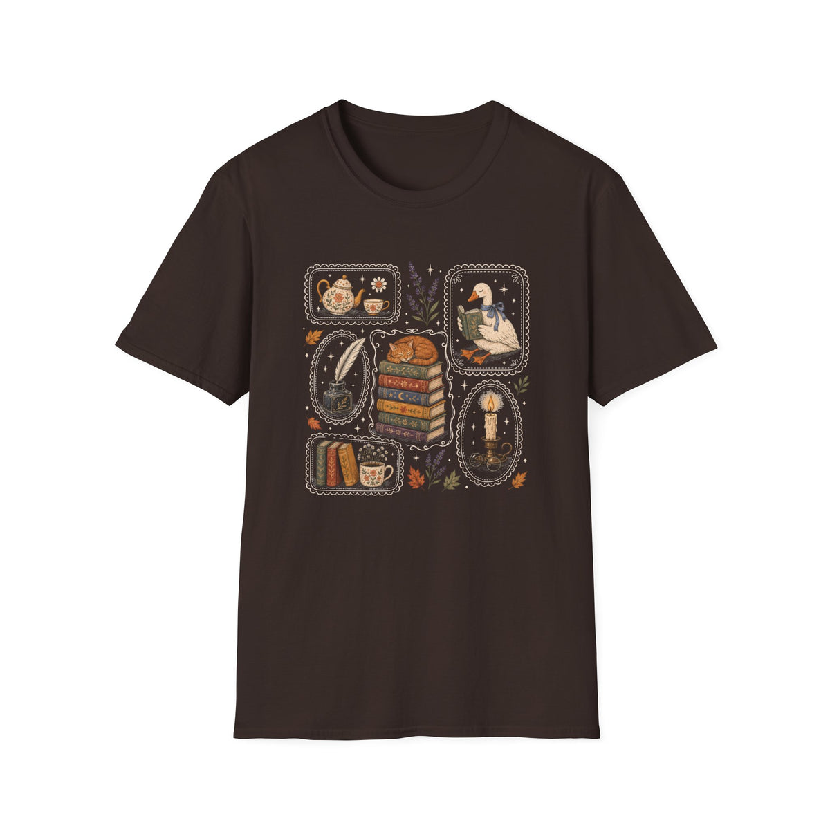 Book Stamp Goose Design T-Shirt