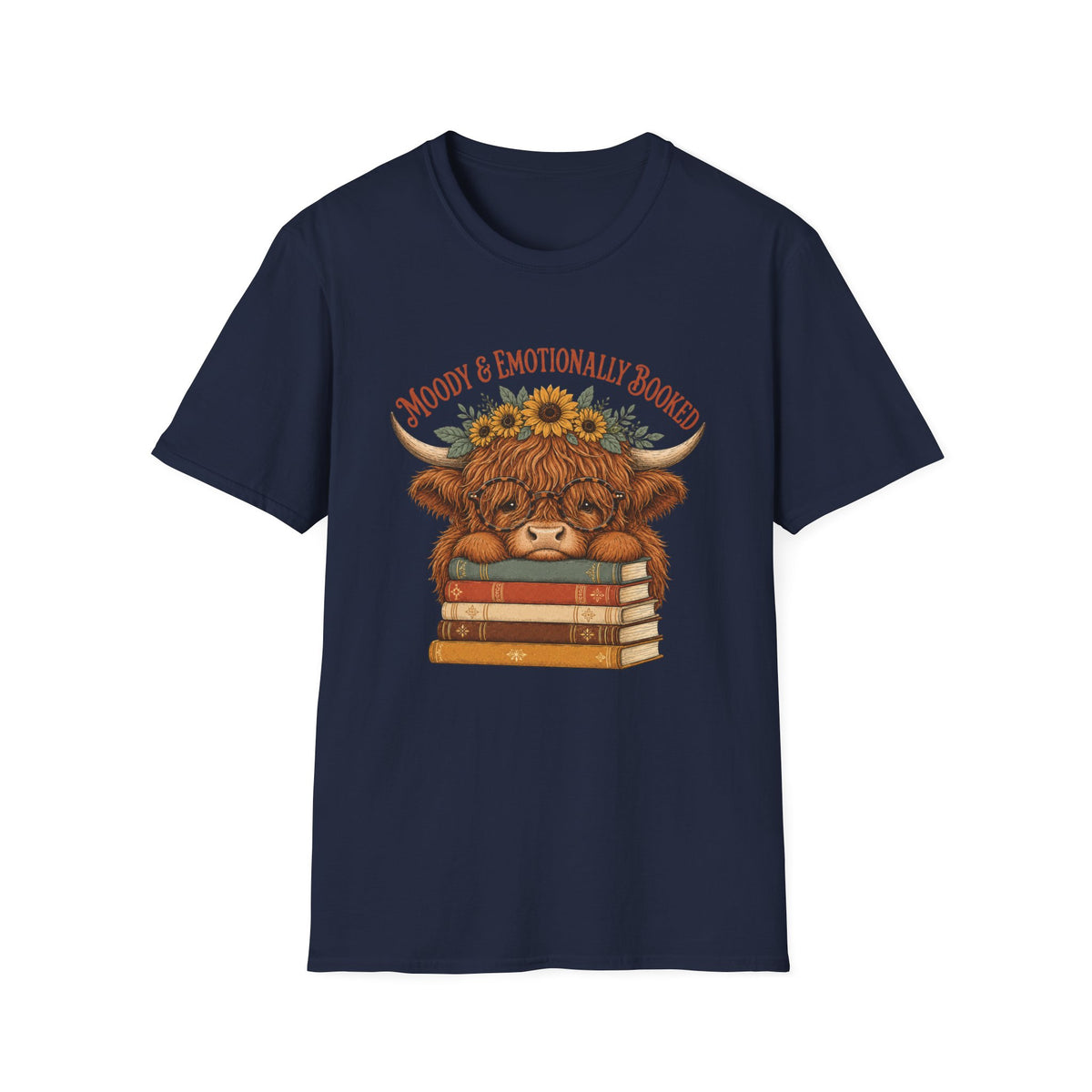 Emotionally Booked and Moody Highland Cow T-Shirt