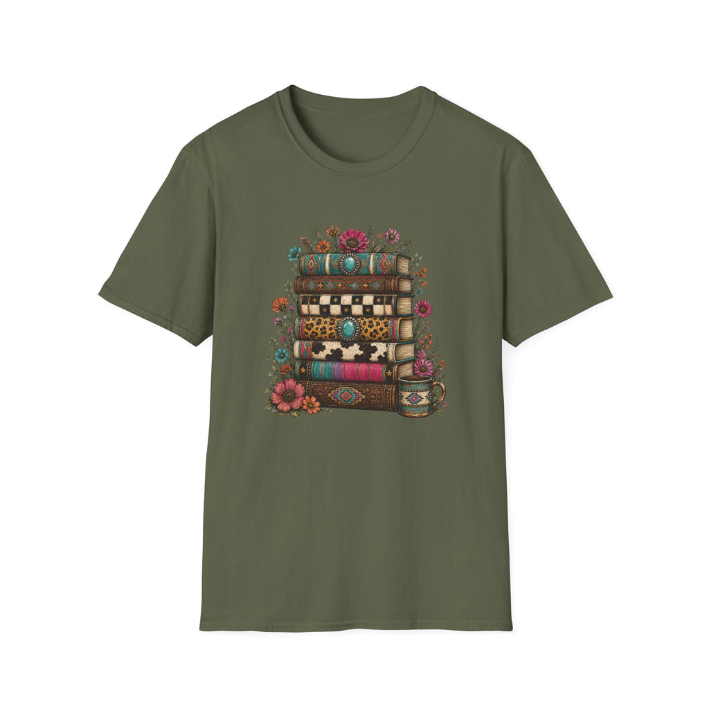Book Stack Western Print T-Shirt