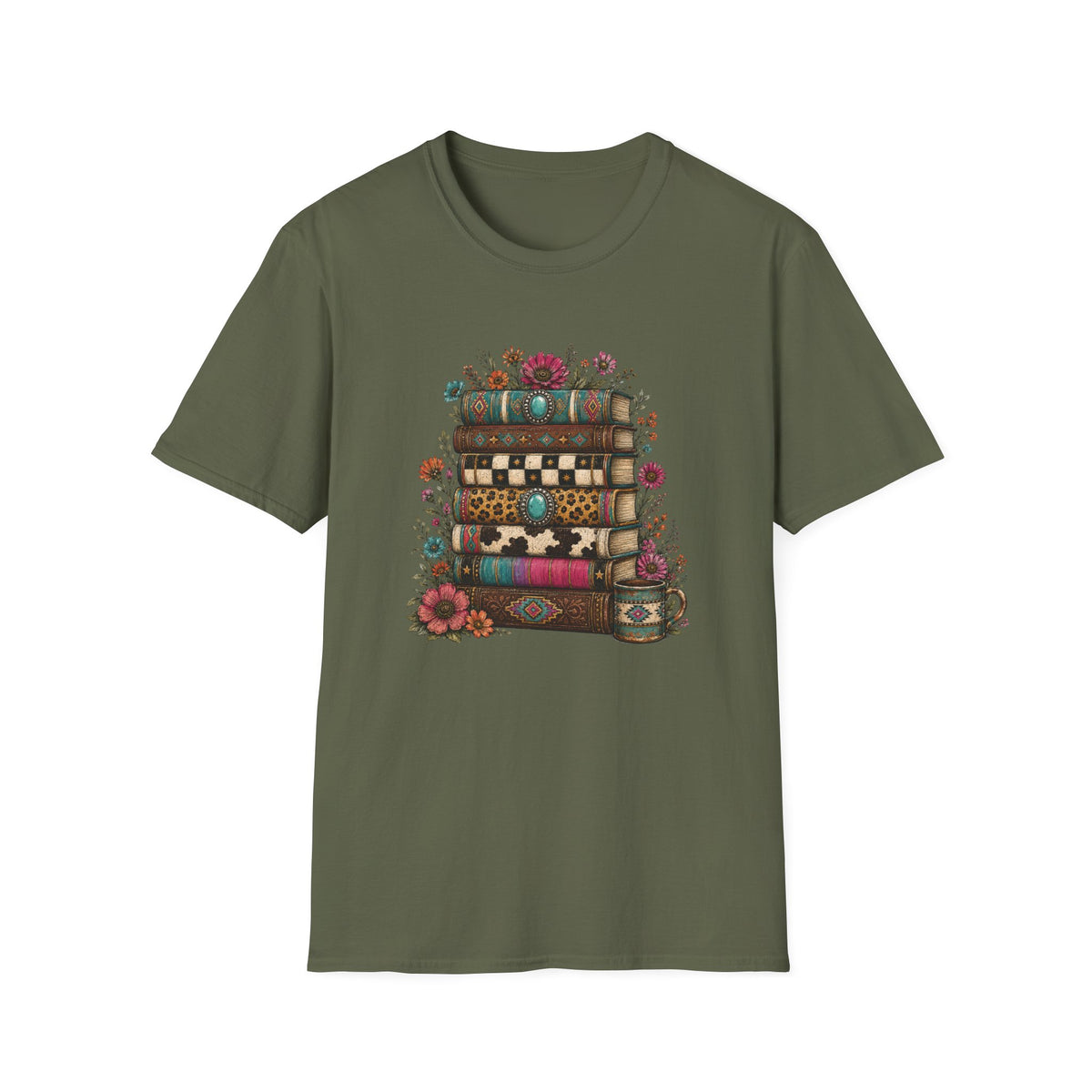 Book Stack Western Print T-Shirt