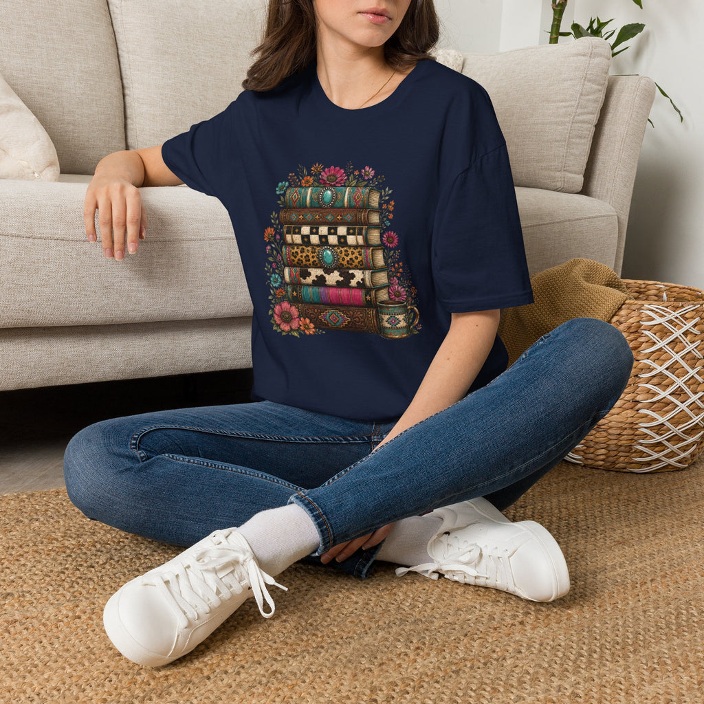 Book Stack Western Print T-Shirt