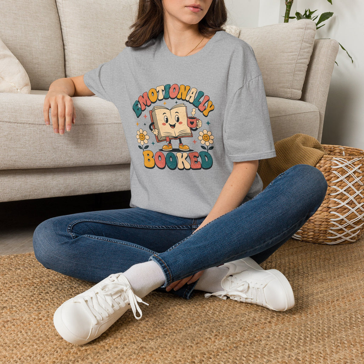 Emotionally Booked Retro Book Character T-Shirt