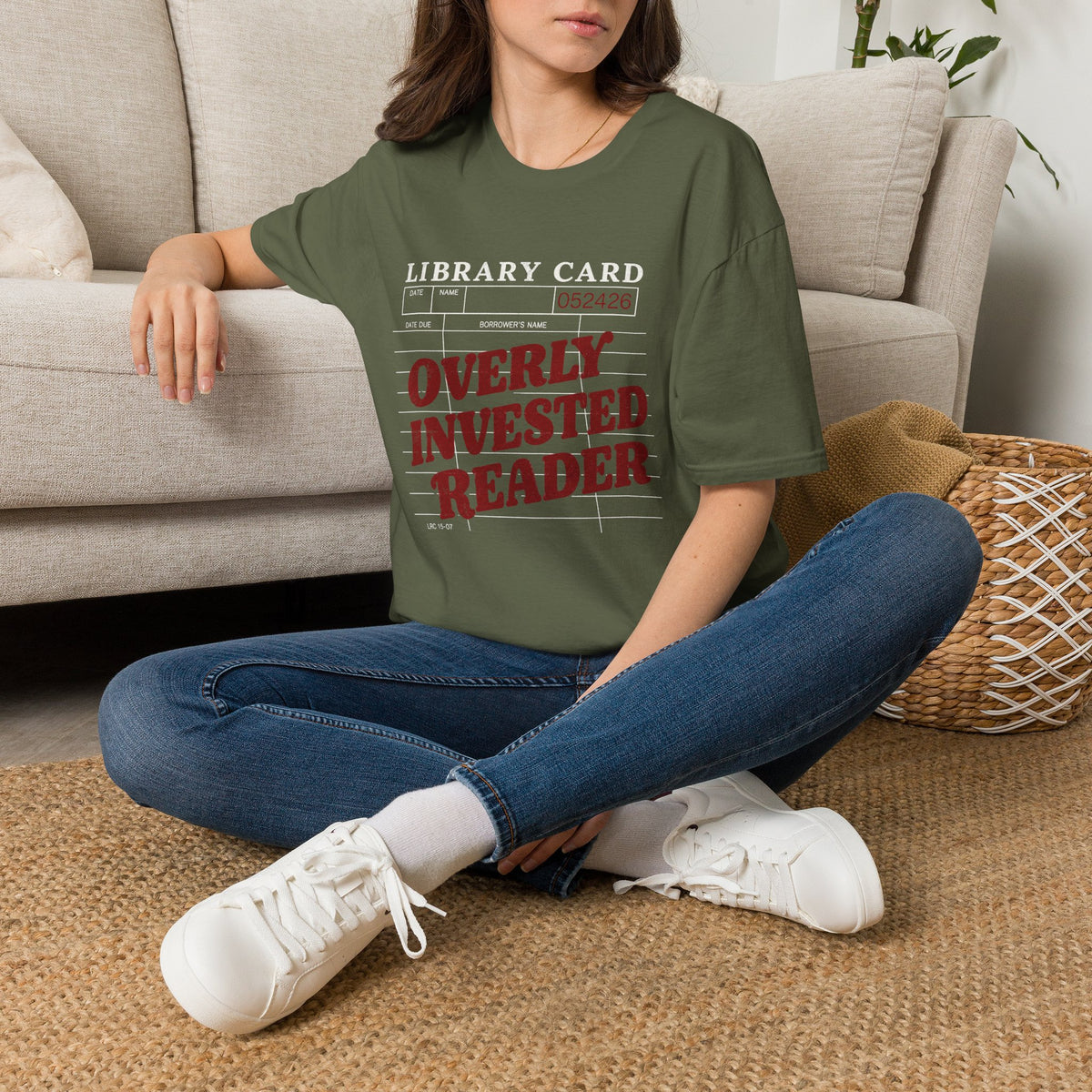 Overly Invested Reader Library Card T-Shirt