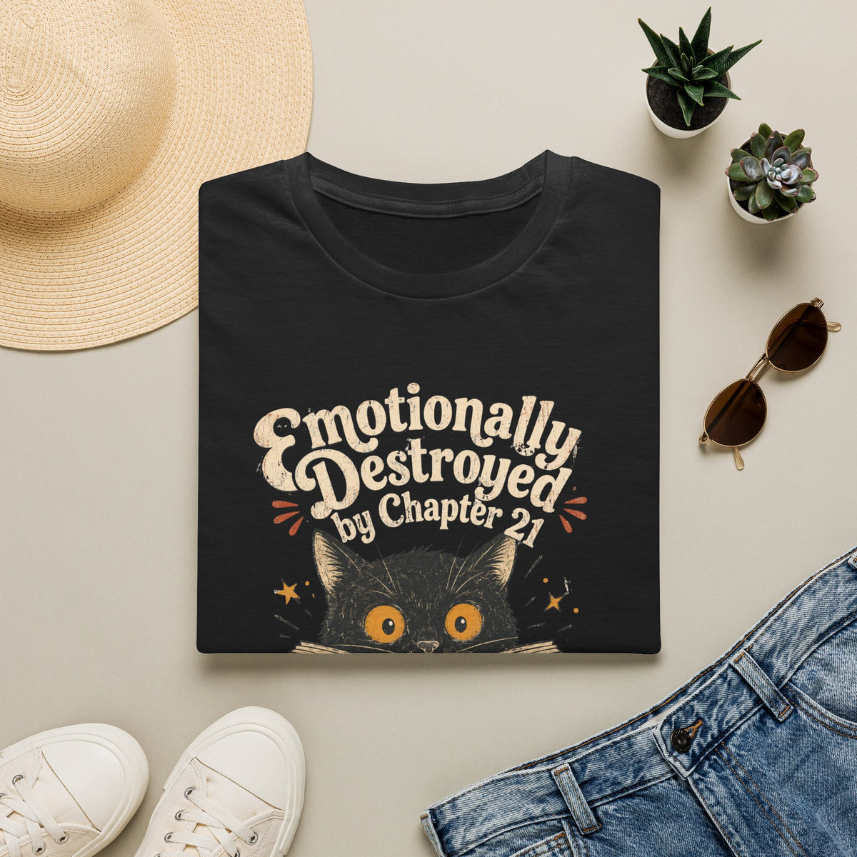Cat Reading Book T-Shirt