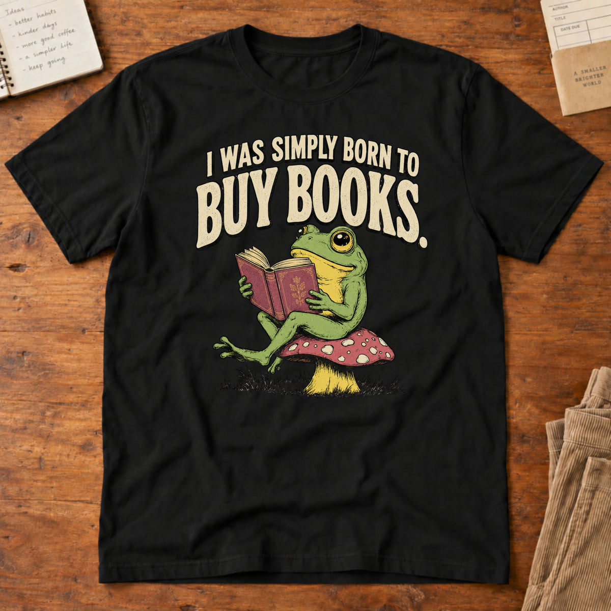 Simply Born To Buy Books Frog T-Shirt