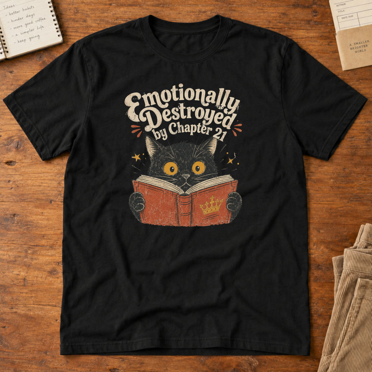 Cat Reading Book T-Shirt