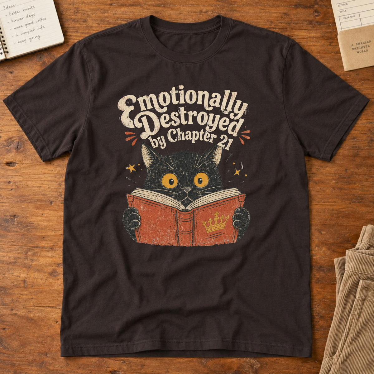 Cat Reading Book T-Shirt