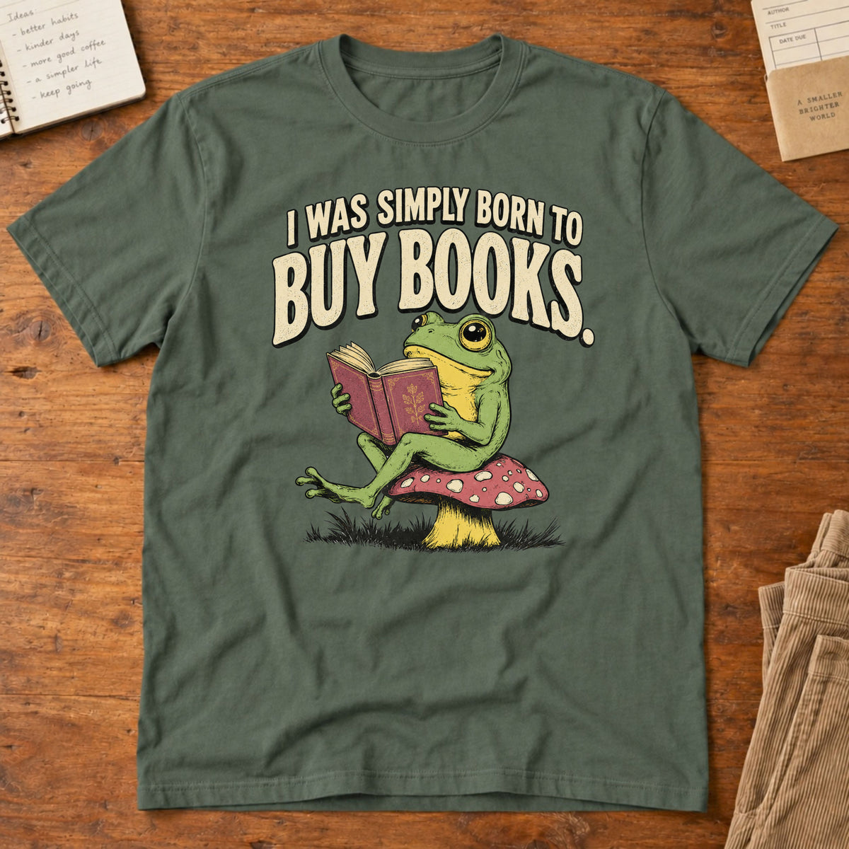 Simply Born To Buy Books Frog T-Shirt