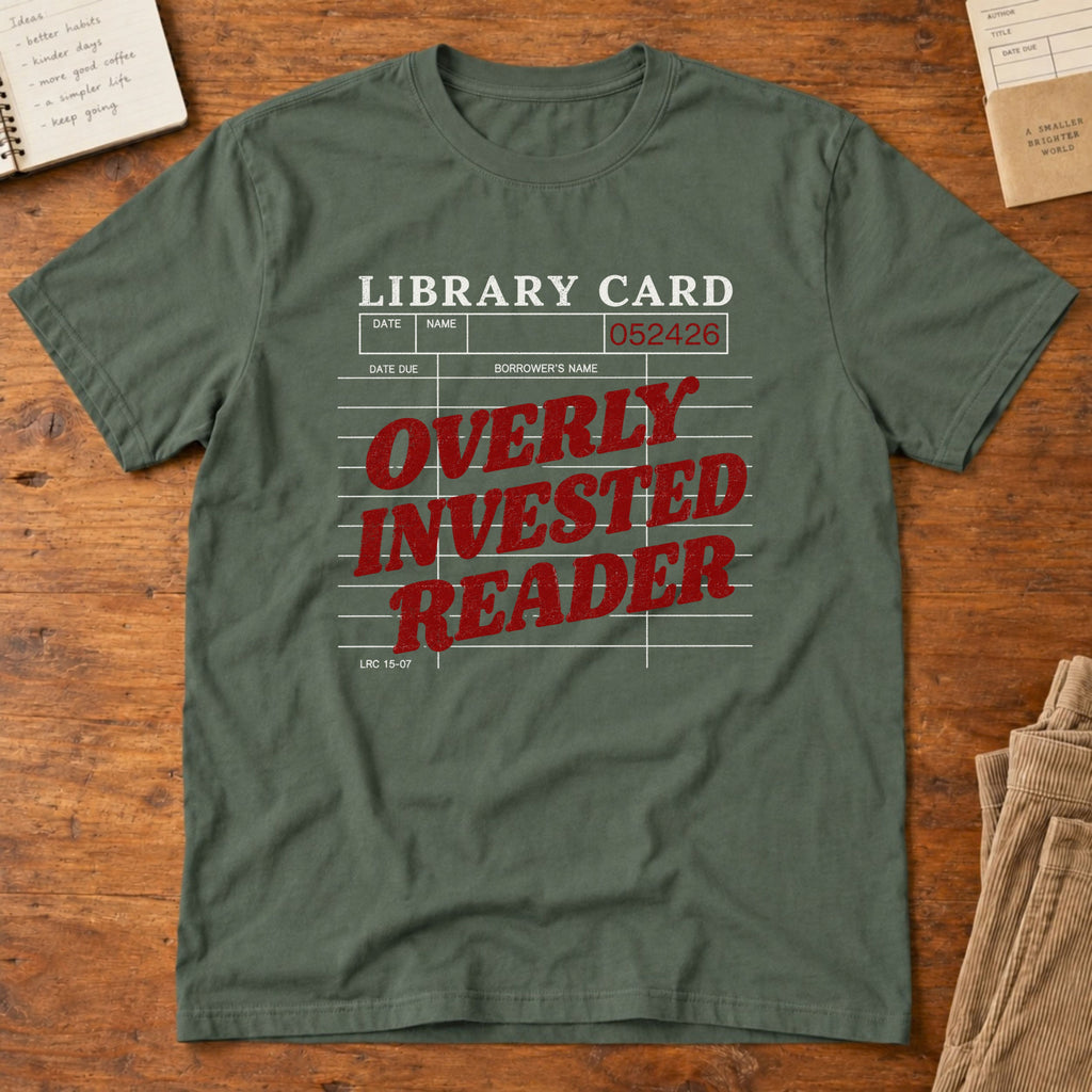 Overly Invested Reader Library Card T-Shirt
